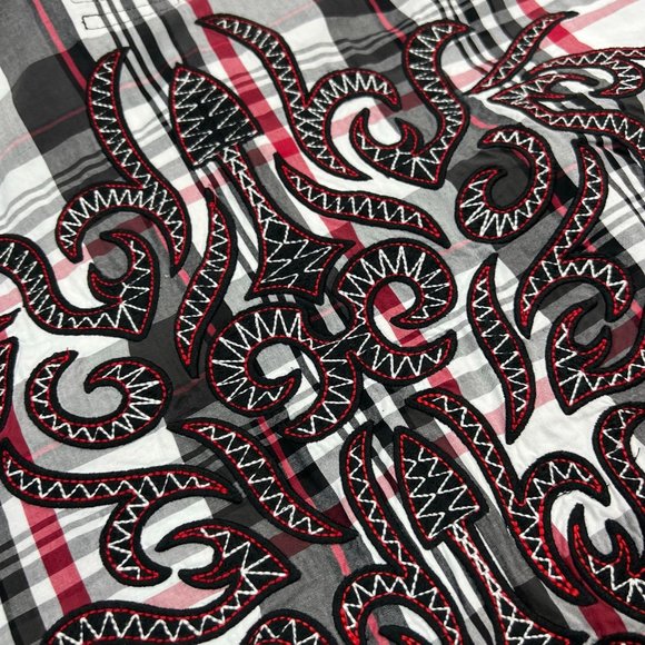 Panhandle Slim Shirt Adult Extra Large Red Black Pearl Snap Western Mens * - Picture 12 of 15